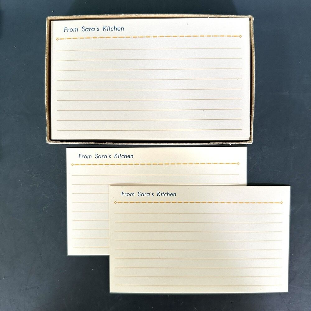 Vintage Williams Stationery Kadet Recipe Cards Sara’s Kitchen Box Paper Ephemera